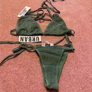 Urban Outfitters Green Glitter Bikini
